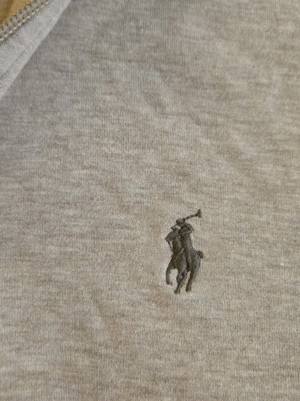 Ralph Lauren Luxury Jersey Quarter-Zip Pullover Dune Oatmeal Heather EB3